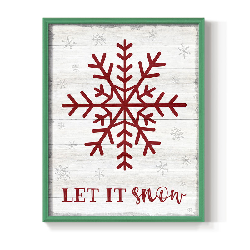 Let It Snow Snowflake, reproduction encadrée - bois massif, H 30 po x l 24 po, Vert