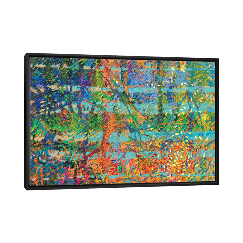 « ym 095 » par iris scott abstracts, impression sur toile, H 18 po x l 26 po x P 1,5 po, Toile avec cadre flottant noir