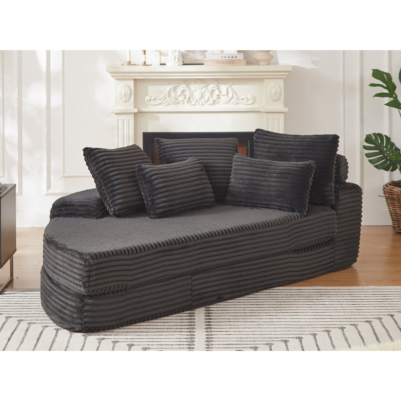 Chaise longue rembourrée, Orienté à gauche (vu de face), Noir