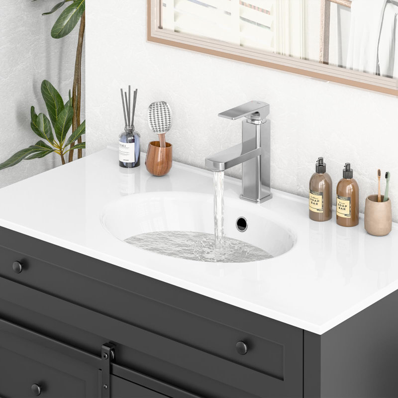 Bathroom Vanity With Sink Faucet Combo, Dark Gray, 29"