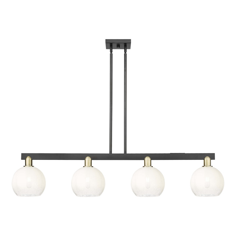 Éclairage pour îlot suspendu 4 lumières Brookhaven Globe, Or satiné, Opale