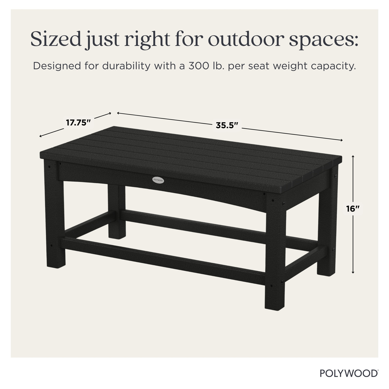 POLYWOOD® Club 18" Patio Table, Teak