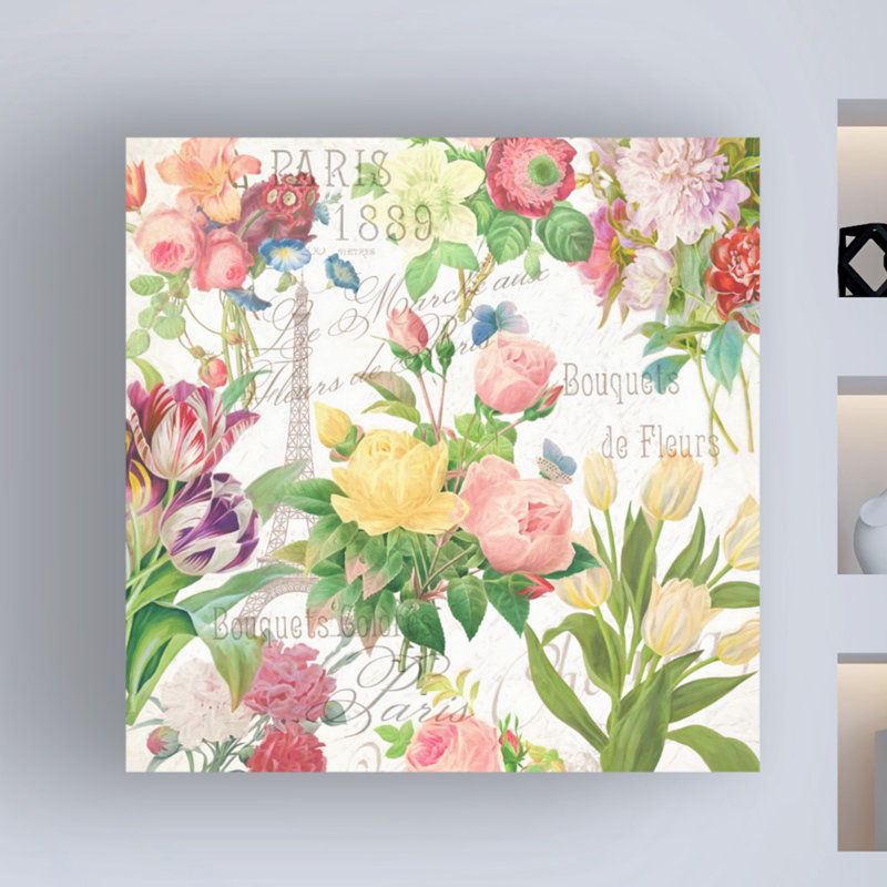 «Paris Flower Market» par Cora Niele - peinture sur toile tendue, H 14 po x l 14 po x P 2 po