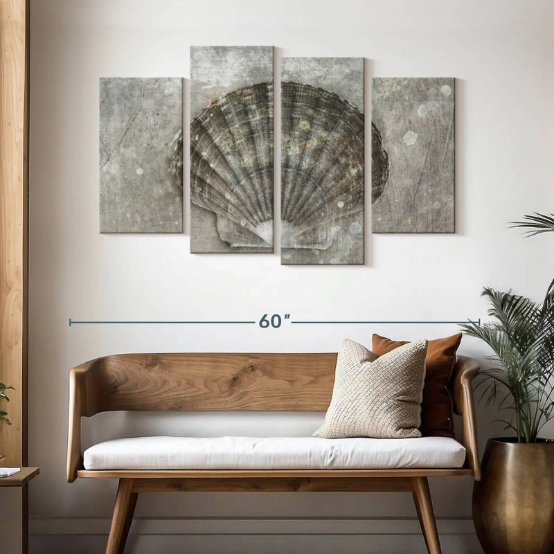 Bw scallop seashell Aletra, H 32 po x l 52 po