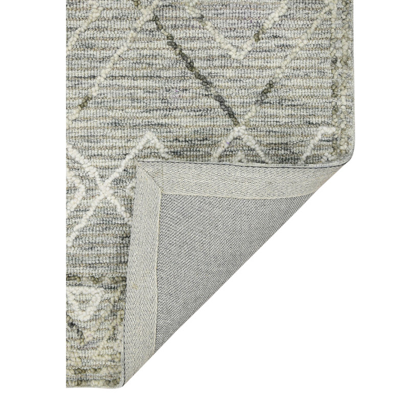 Tapis gris en laine crocheté à la main Ahnya, Rectangle 2 pi x 3 pi