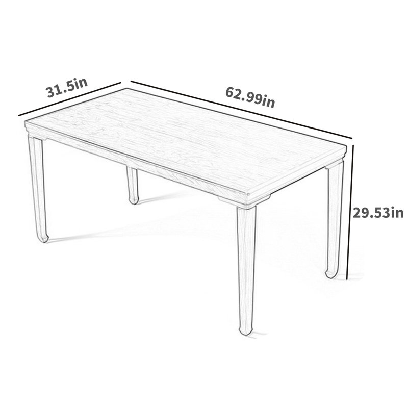 The Solid Wood Dining Room Is Modern And Simple Rectangular 31.5'' W Dining Table, L 31,5 po x L 62,99 po