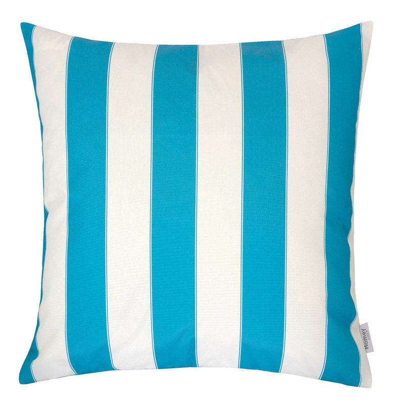 Coussin Horizon, Carré 20 po, Turquoise / rayé