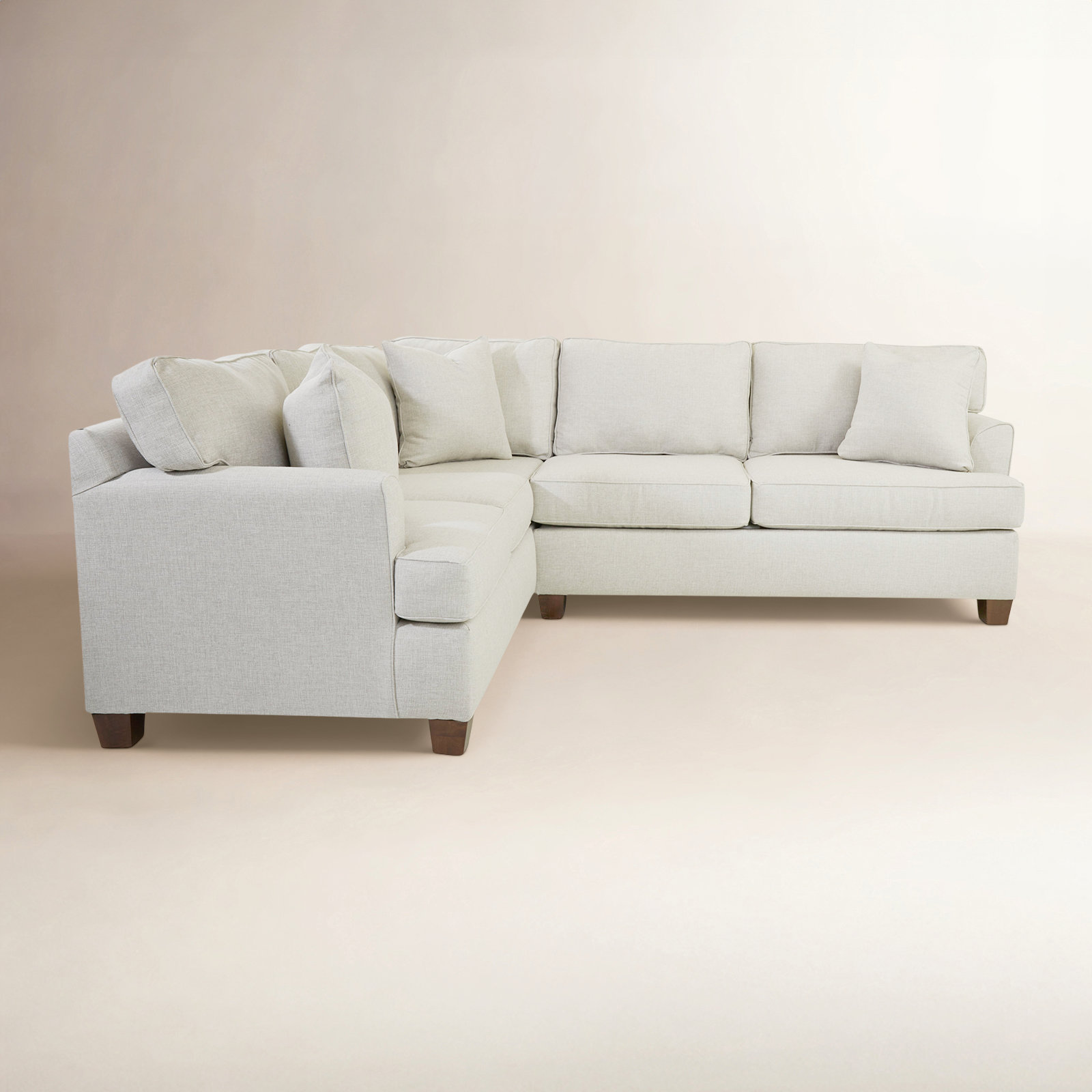 Conradina Upholstered L-Sectional, Drusky Ivory Sustain® Basketweave, Left Hand Facing