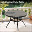 Table de salle à manger ronde pour l'extérieur durable pour 6 à 7 personnes, avec trou pour parasol et finition grès élégante-1404656006-1404656007