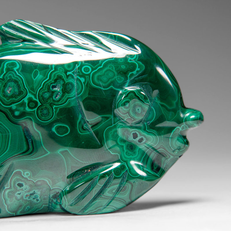 Genuine Polished Malachite Fish Carving (280 Grams)