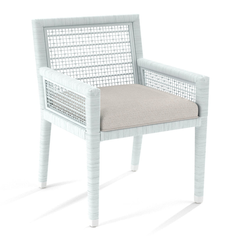 Chaise avec accoudoirs Glinda, Performance texturée blanche; 0865-91, Blanc givré