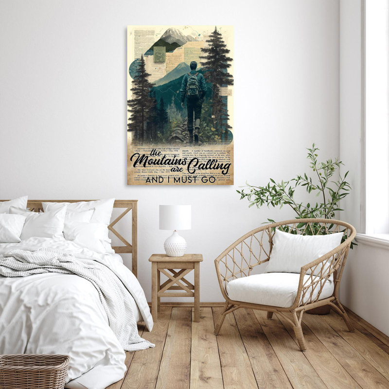 Impression sur toile, "The Mountains Are Calling" - 1 pièce, H 36 po x l 24 po x P 1,25 po