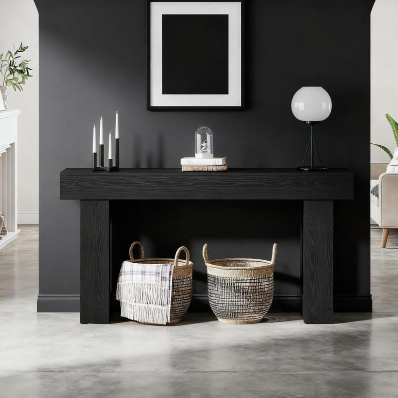 Console en bois, table d'appoint, table de salon rectangulaire derrière le canapé, Noir