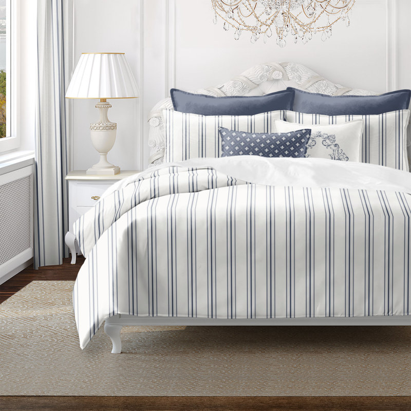 Full Size Denim Stripe Cotton Duvet Cover Set