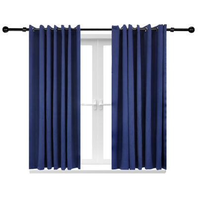 Kayenta Solid Blackout Indoor or Outdoor Curtains with Grommets - Blue - 101" x 83"