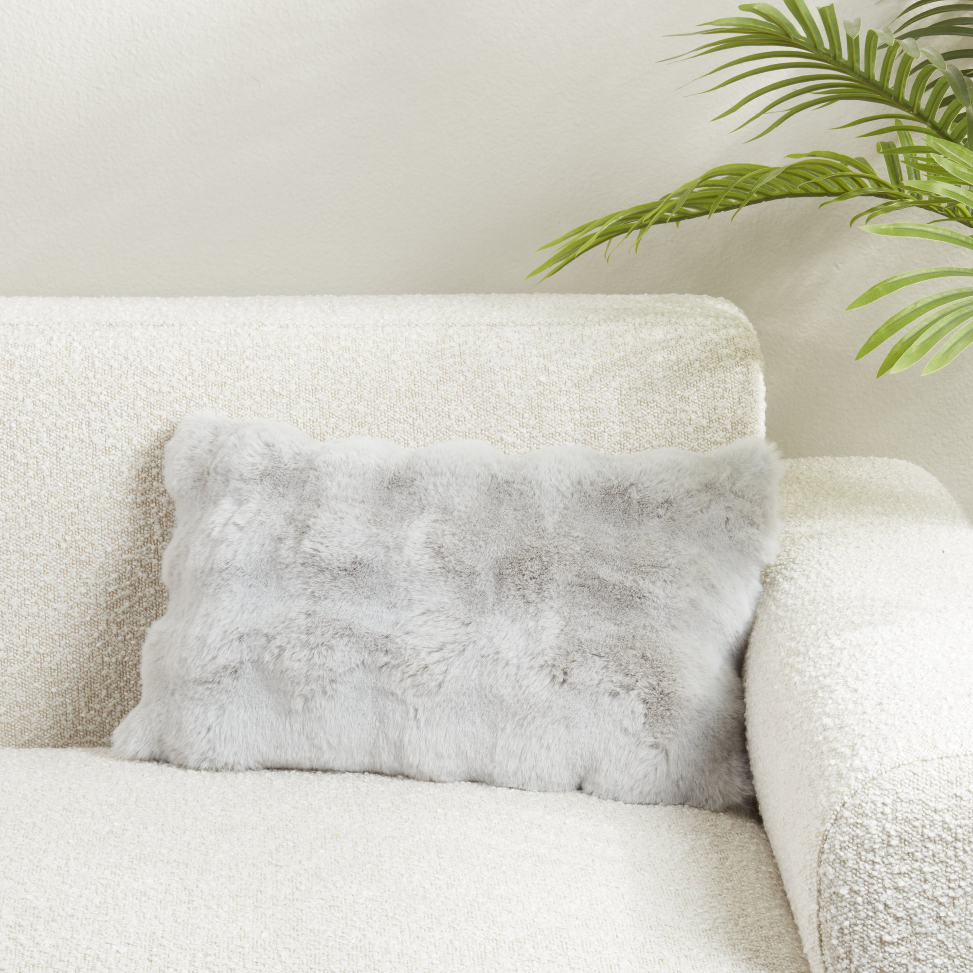 Cozy Bubble Faux Fur Pillow Cover, Gray, Polyester, Rectangle 12" H x 20" W