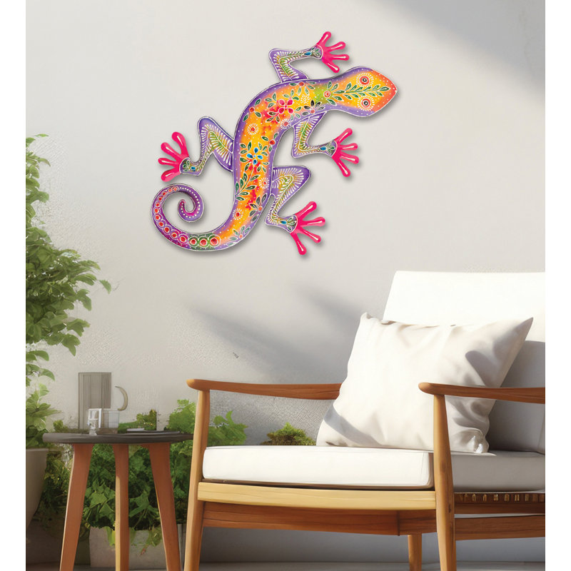 Décoration murale d'intérieur 18 po Maha Gecko 18 po - jaune, H 12 po x l 18,5 po x P 1 po, Yellow