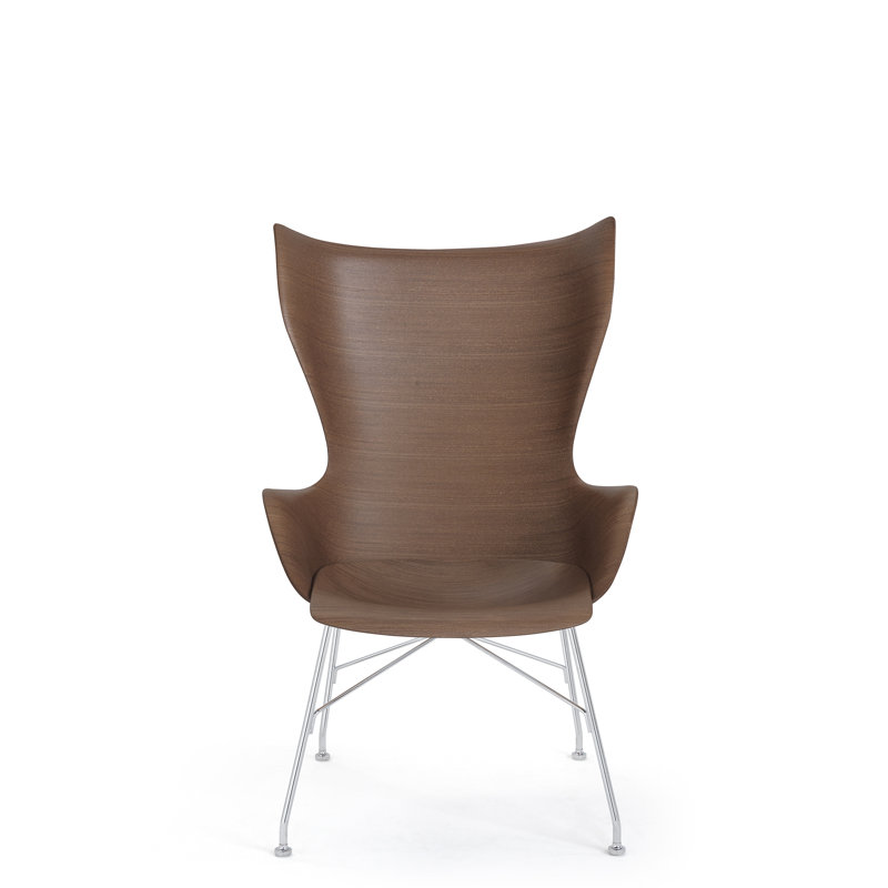 K/Wood Lounge Chair, Veneer Dark Wood with Chrome