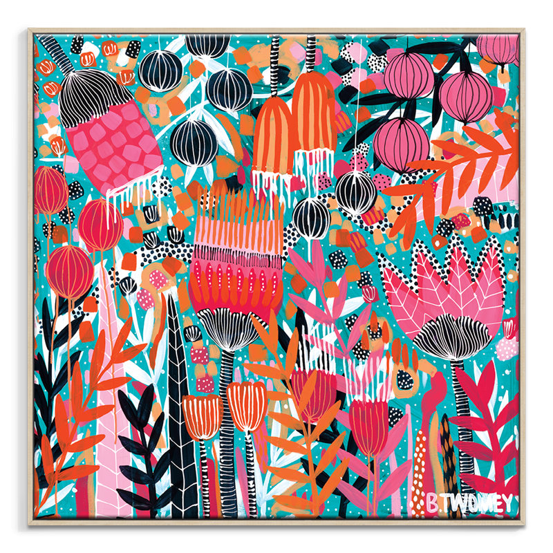 Holiday Mode - Print, Taupe Floater Framed, 108.5cm H x 108.5cm W x 8cm D