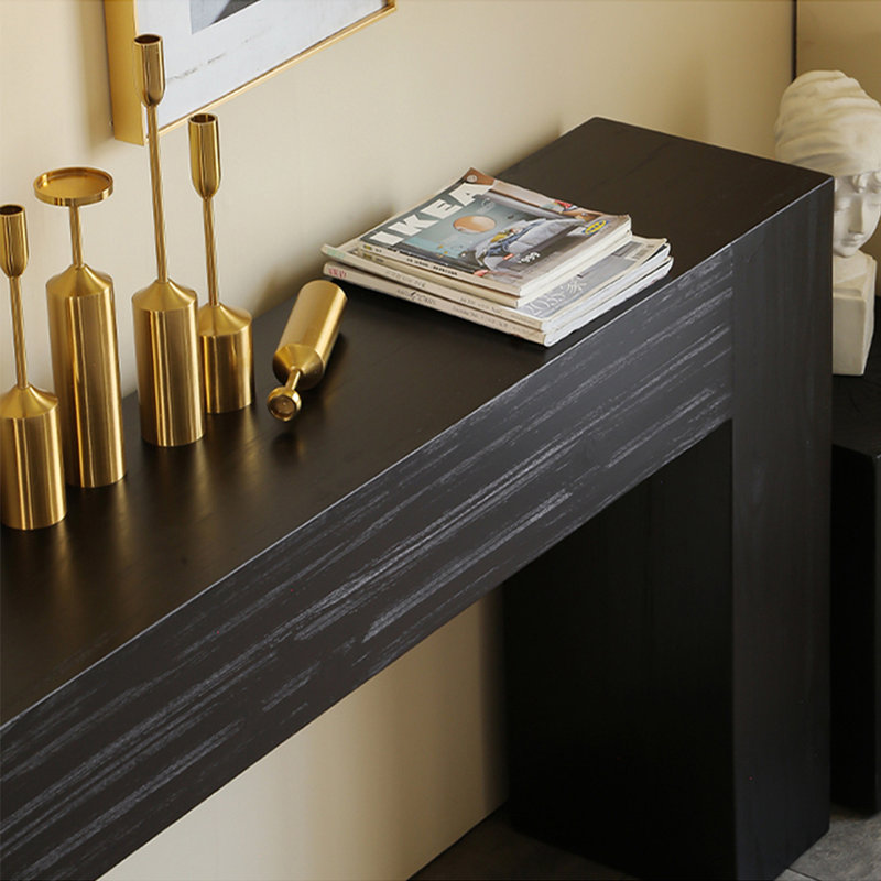 Retro Minimalist Art Solid Wood Console Table, 31.5" H x 47.24" W x 11.8" D, Black