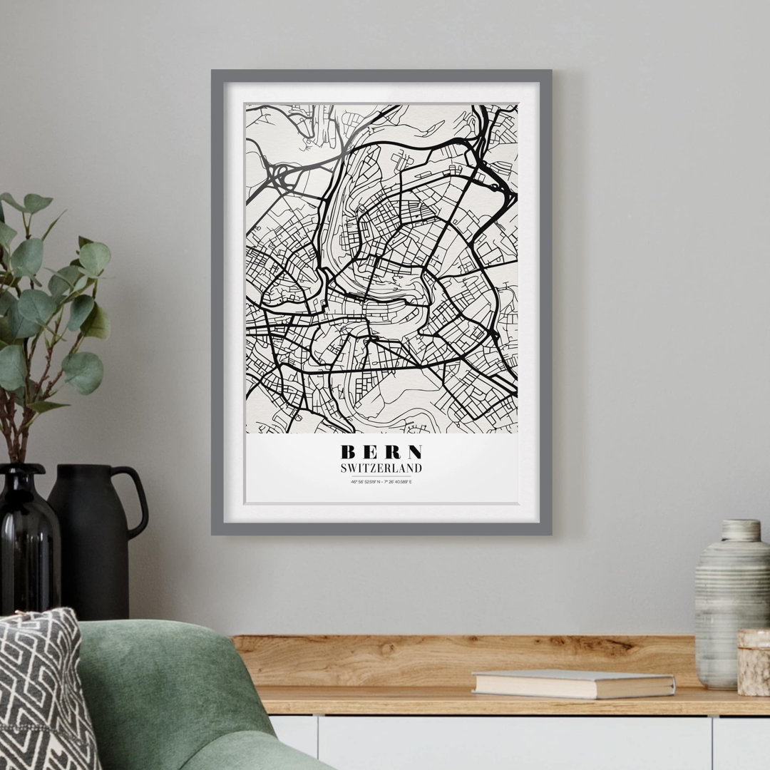 Gerahmtes Poster Bern City Plan - Classic