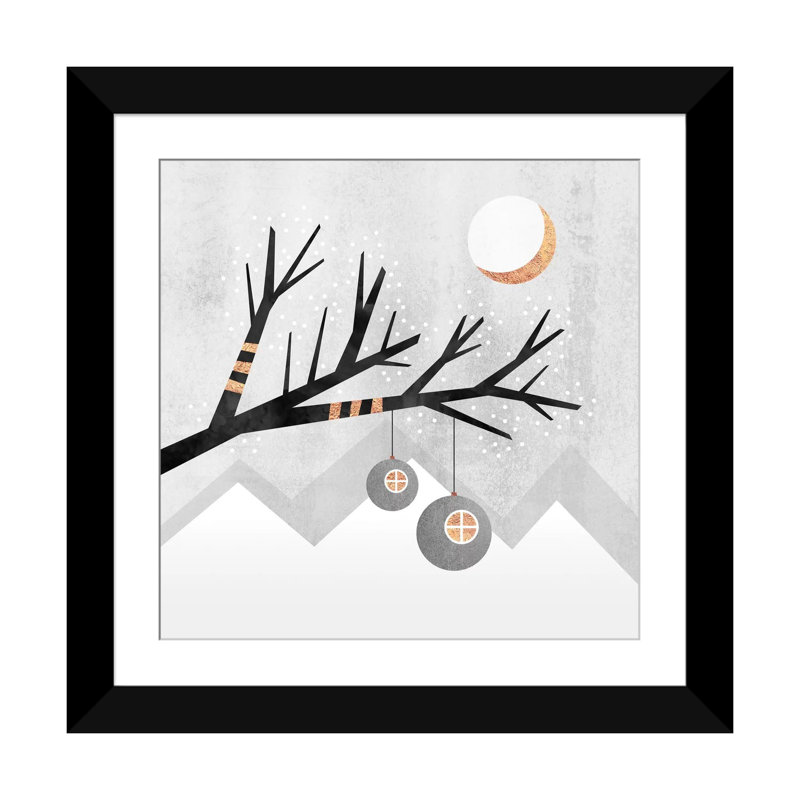 « winter wonderland », impression sur toile, H 16 po x l 16 po x P 1 po, Papier d'art encadré noir, Blanc