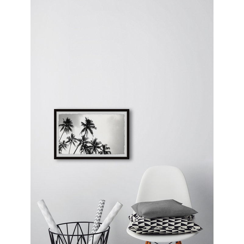 «Black and White Palms» - Impression de cadre photo sur papier, H 12 po x l 18 po x P 1,5 po