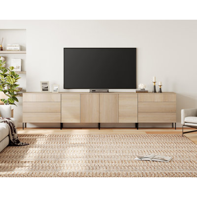 Modern Reeded Dresser TV Stand For Tvs Up To 120 Inch, Entertainment Center With Drawers, Wooden TV Console With Storage For Living Room