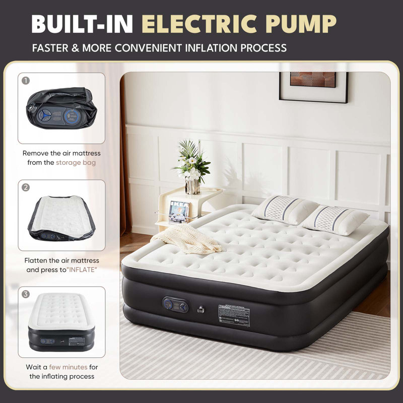 Grand matelas gonflable de 18 pouces avec pompe intégrée