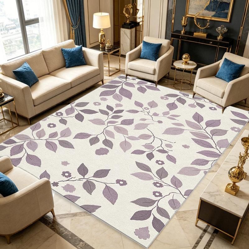 Purple Floral Vine carpet-easy to clean, machine-washable, soft and comfortable; suitable for door mats, kitchens, living rooms, bedrooms, corridors, and laundry areas. Easy to clean, durable carpet for home decoration.