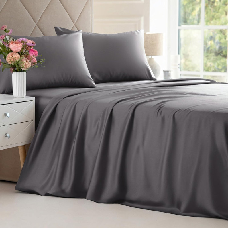 Bamboo Sheet Set, Cooling & Breathable Bed Sheets, Soft Hotel Luxury Bedding, Deep Pocket Fit, Full Sheet Set + 2 Pillowcases