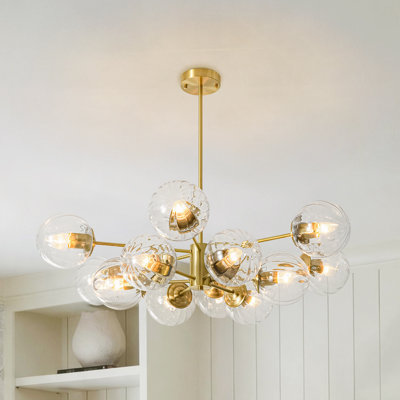 12-light Clear Ribbed Glass Globes Sputnik Sphere Chandelier