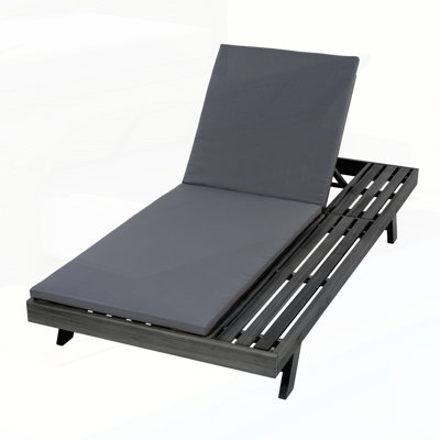 Lounge Chaise Set With Adjustable Reclining, Acacia Wood In Black, Water-Resistant Cushions For Outdoor Relaxation