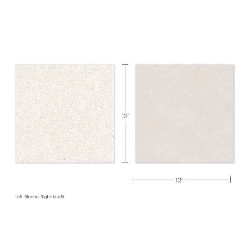 Lithos 12X12 Checkerboard Blanco And Marfil, Blanco/Marfil