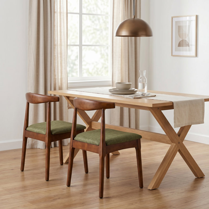 Chaise d'appoint en bois massif, Vert / noyer