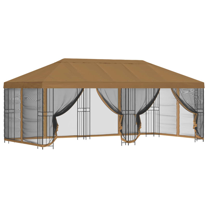 Vidaxl Gazebo Polyester And Steel, 276.5cm H x 600cm W x 300cm D, Khaki
