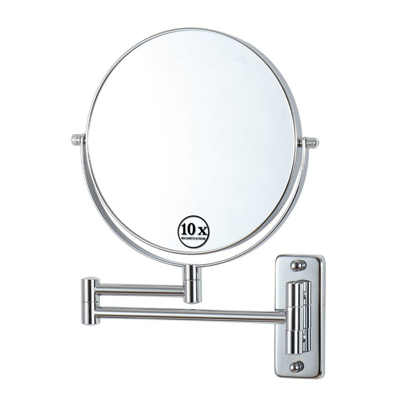 Miroir grossissant mural 8 po, miroir de meuble-lavabo double face pour salle de bain, 12 po x 16,8 po, 10X, Chrome chrome