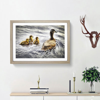 Ducklings with Mother Duck - Picture Frame Graphic Art Print on MDF