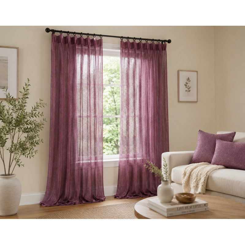 Etherton Semi Sheer Curtain Single Panel, 52" W x 84" L, Violet