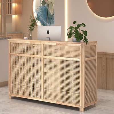 Farmhouse Rectangular Manufactured Wood Reception Desk