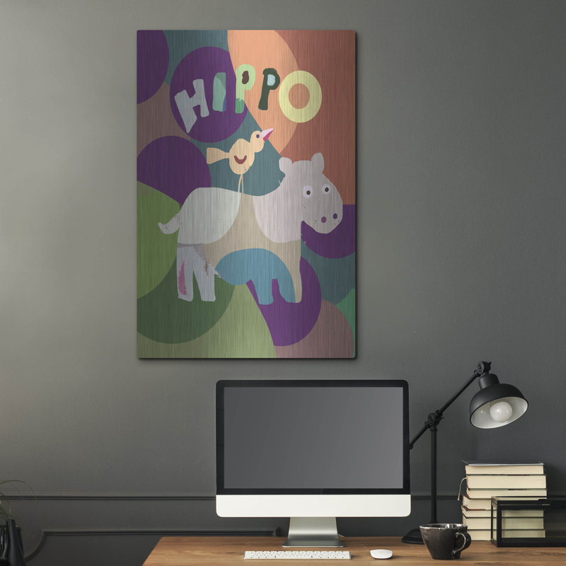 Art mural en métal «Hippo» par Holly McGee, H 36 po x l 24 po