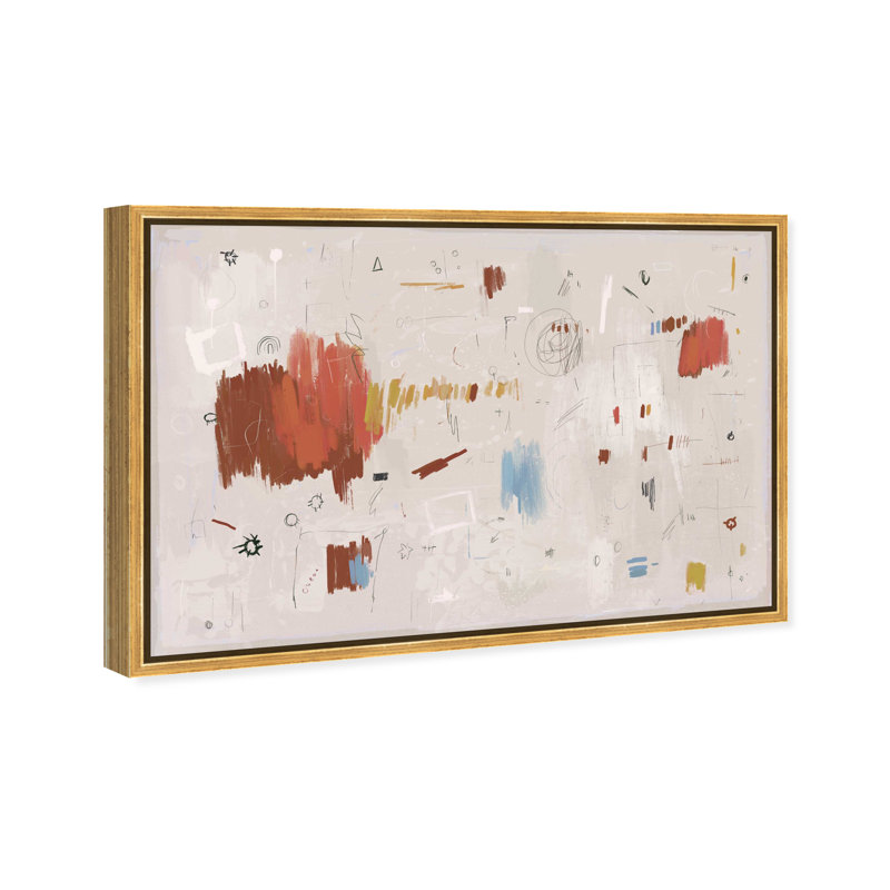 Expression Wall Canvas Abstract Print by Oliver Gal, Black Frame, 15 x 10, 21"H x 31"W, Gold Frame