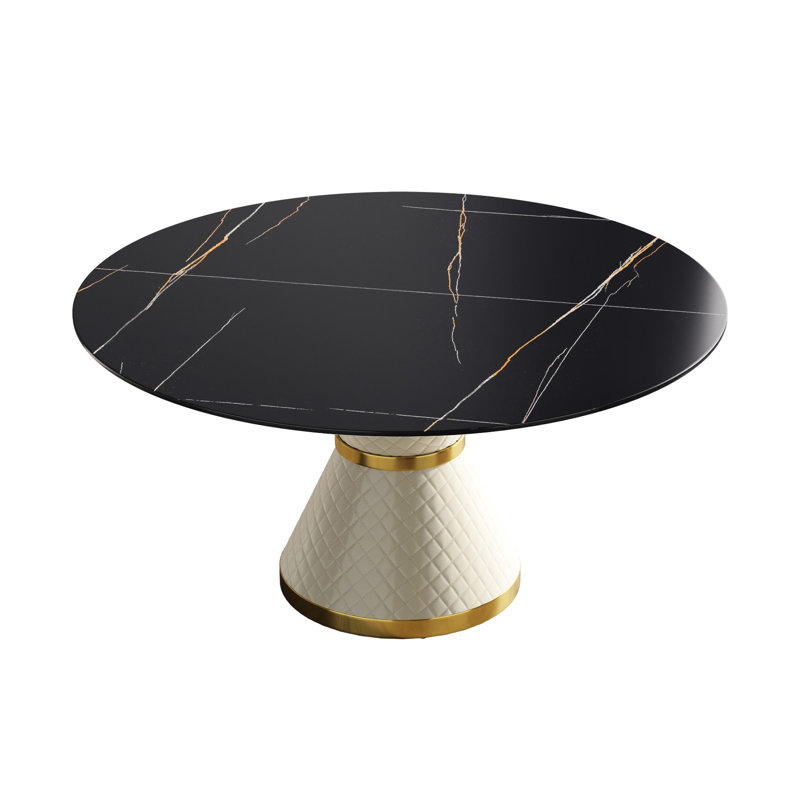 6 tables de salle à manger avec bureau en pierre frittée résistant à la chaleur et pieds en acier au carbone noir