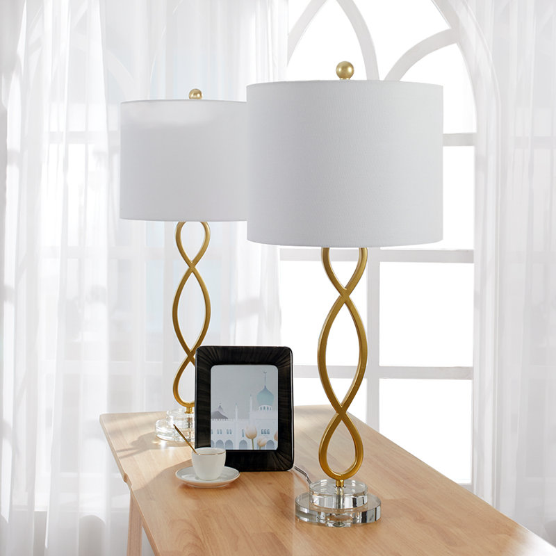 Hallye 30.25" Crystal Gold/Clear Table Lamp Set
