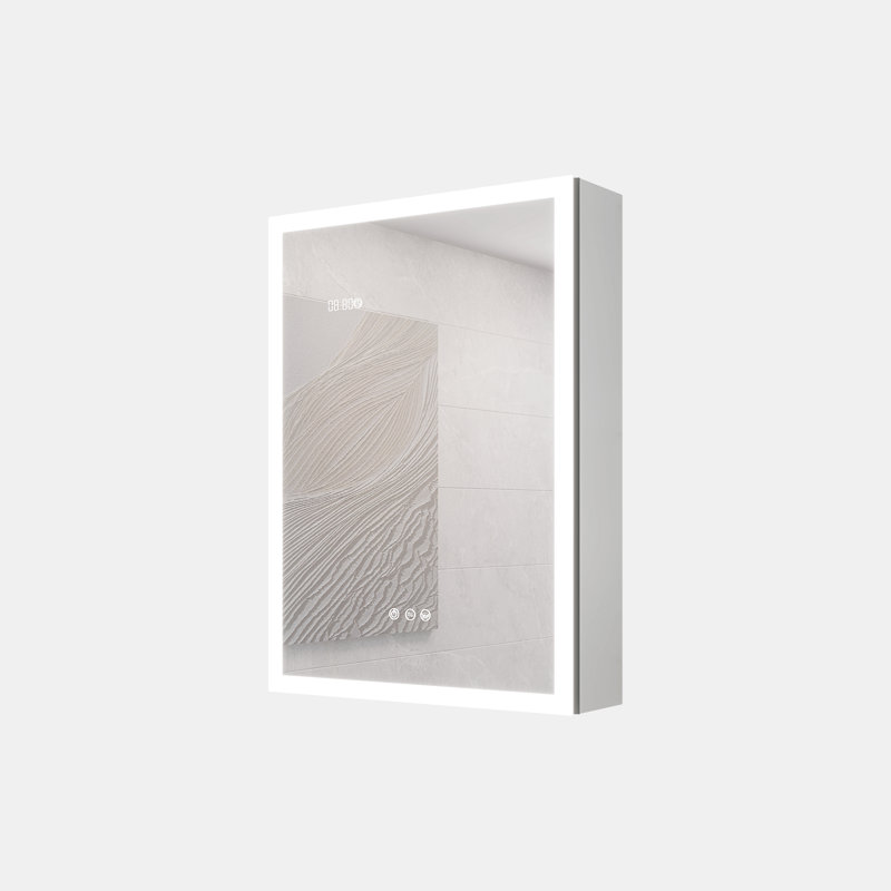 Armoire à pharmacie 20 po x 28 po avec miroir à fixation murale à DEL avec lumières, antibuée, imperméable, à intensité variable, 3000 K à 6000 K, fixation en surface, tablettes de rangement