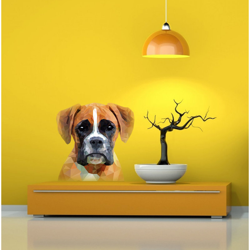Décalcomanie murale Polygonal Dog Boxer, H 33 po x l 33 po