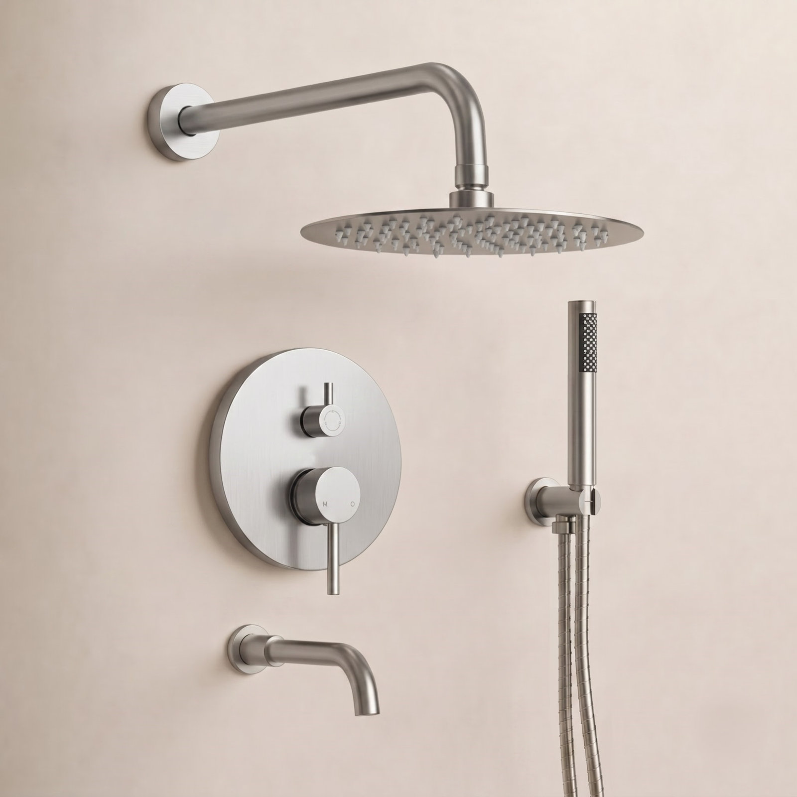 AquaSpa 10" Shower System with Tub Faucet, Brushed Nickel