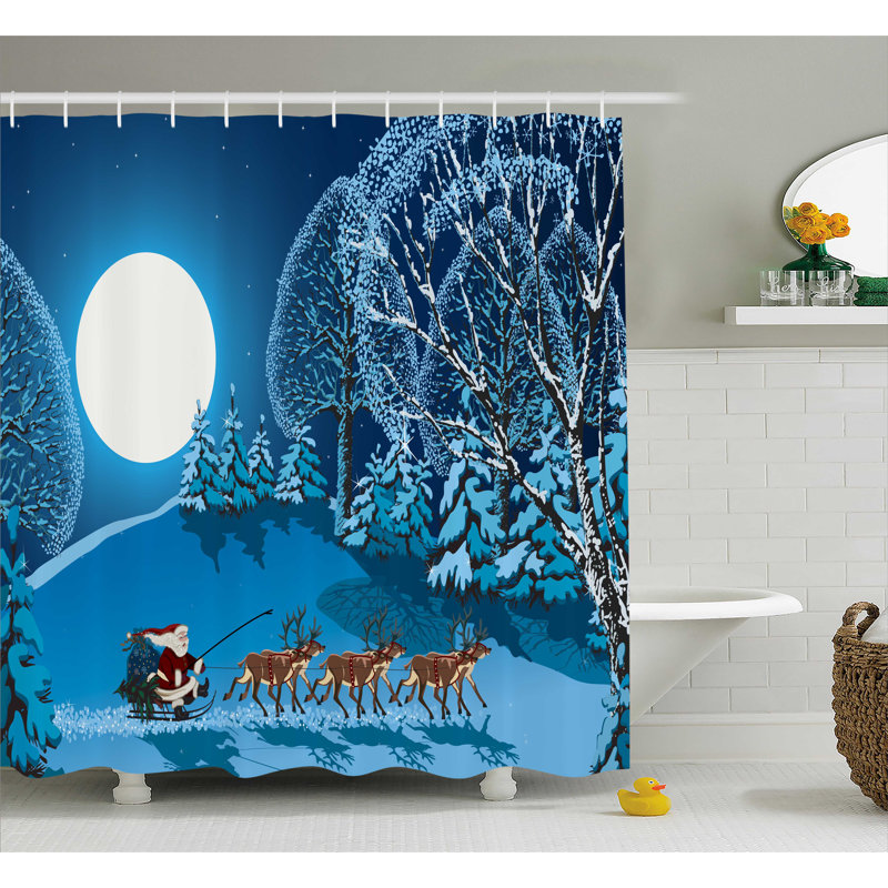 Rideau de douche simple christmas christmas forest, H 69 po x l 105 po