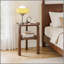 Table de bout ronde en bois d'hévéa massif, table d'appoint à 2 niveaux avec tablette de rangement, petite table d'appoint pour le salon, la chambre à coucher