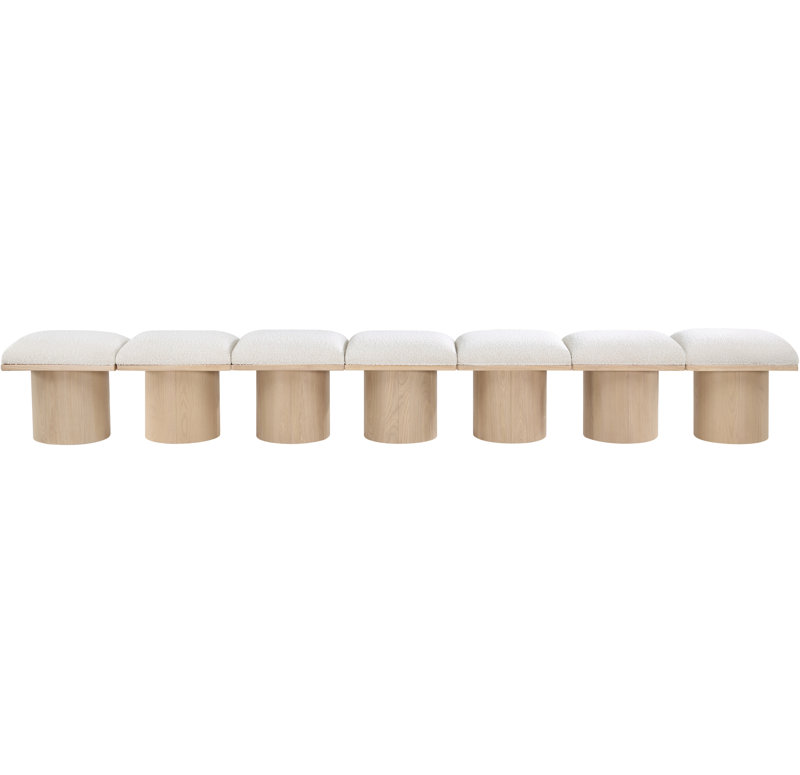 Horatia Boucle Upholstered Bench, Cream Boucle Fabric, Natural, 17.5" H x 126" W x 15.5" D